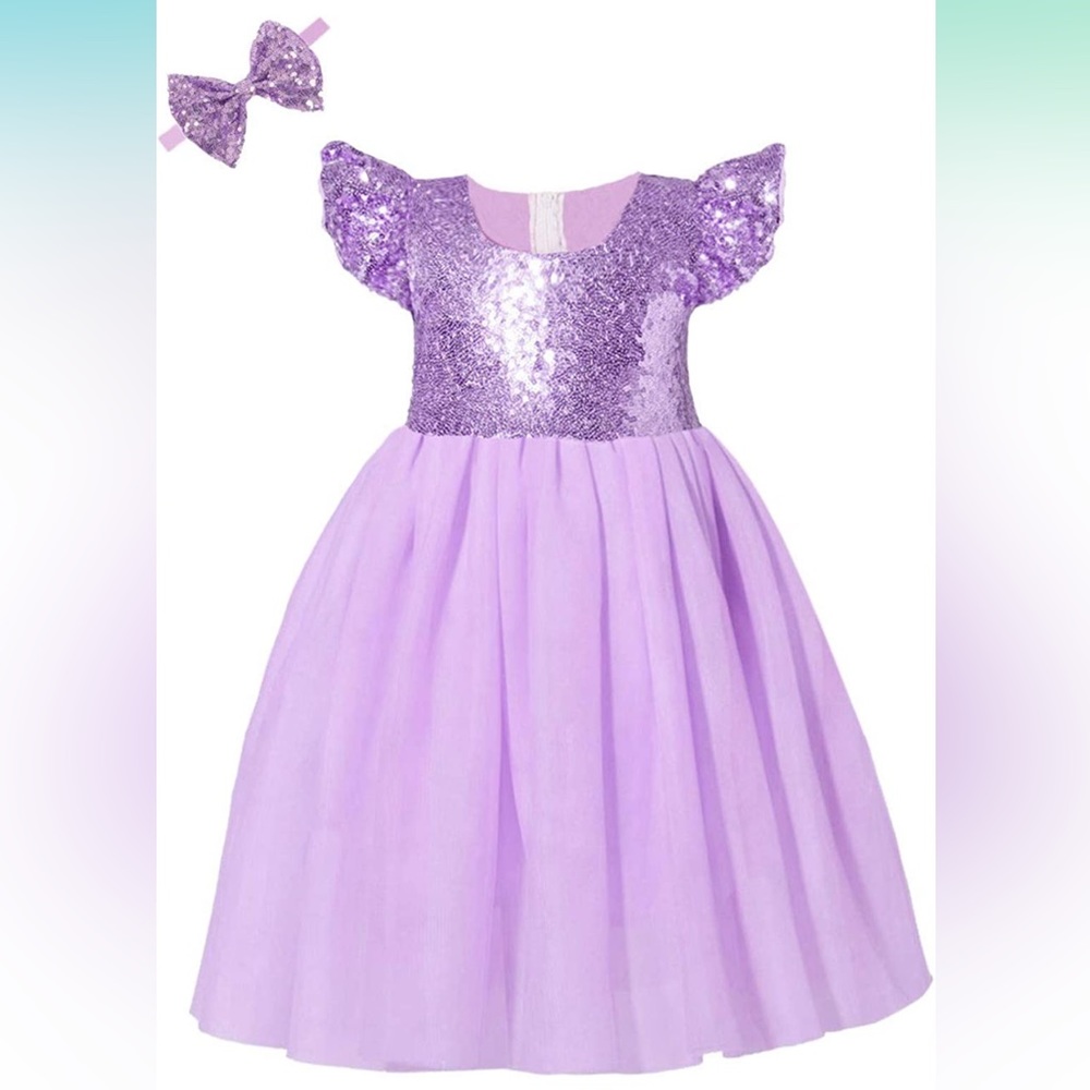 NWT Purple Sequin Formal Dress with Matching Headband